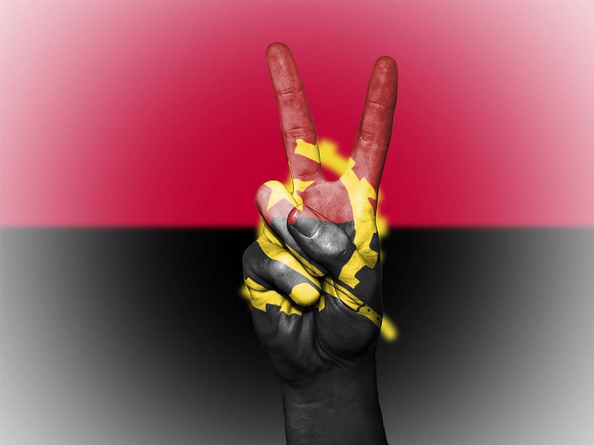 Angola Flag Peace Sign Background