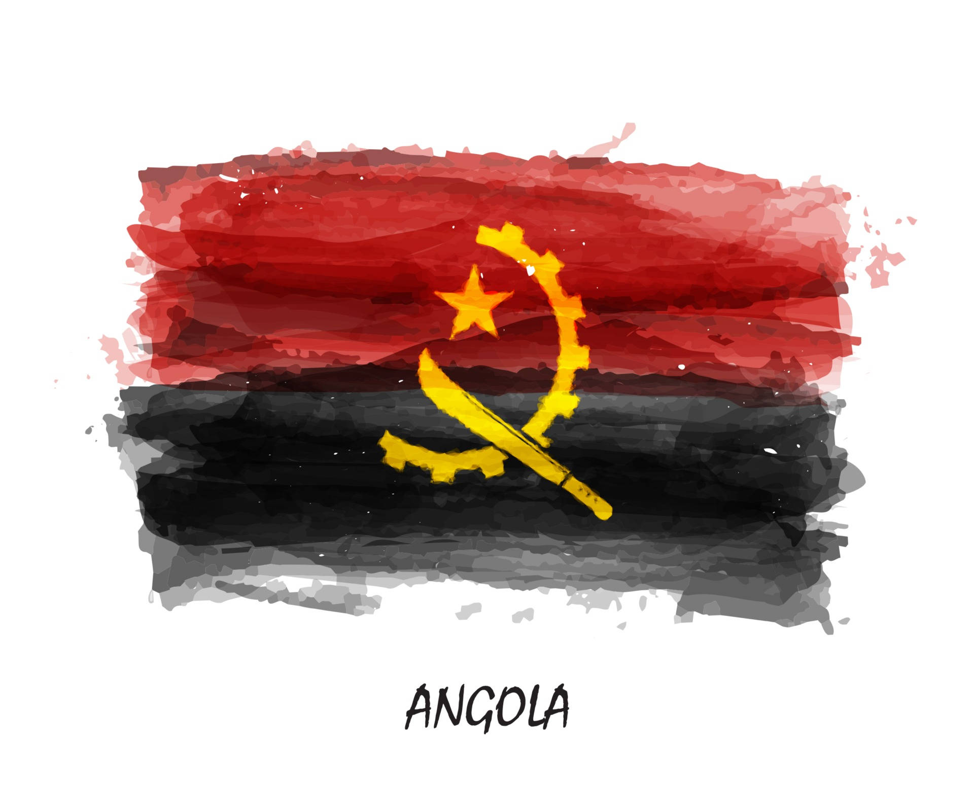 Angola Flag Watercolor Art