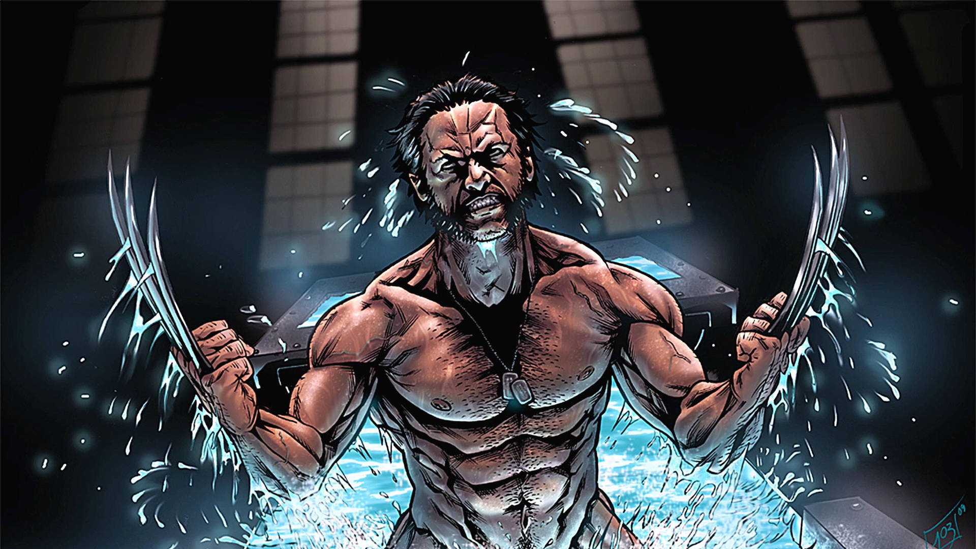 Angry And Naked Wolverine Background
