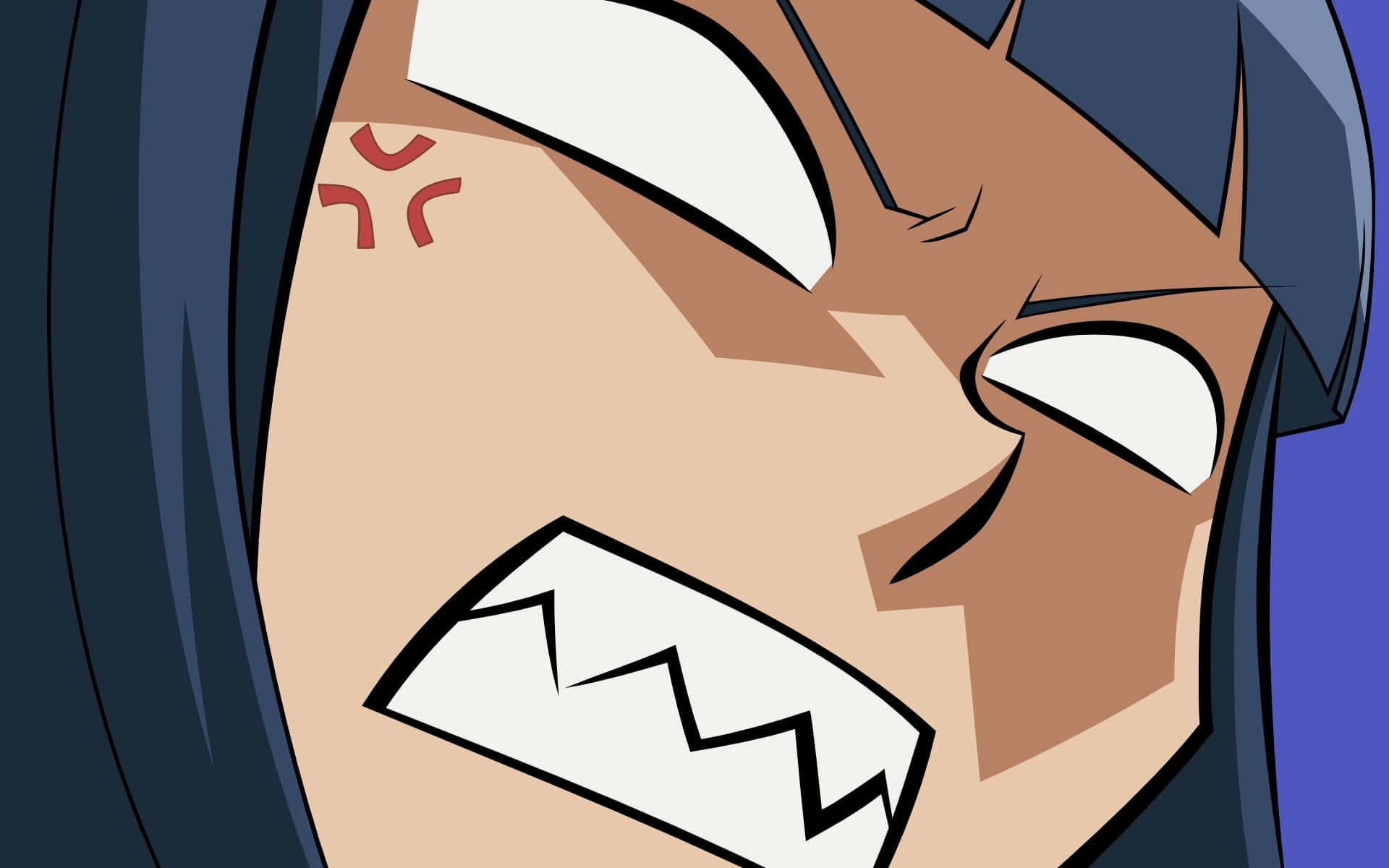 Angry Anime Character Fierce Expression Background