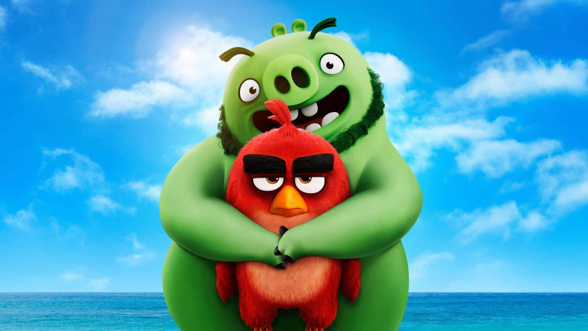 Angry Birds Redand Green Pig Friends Background