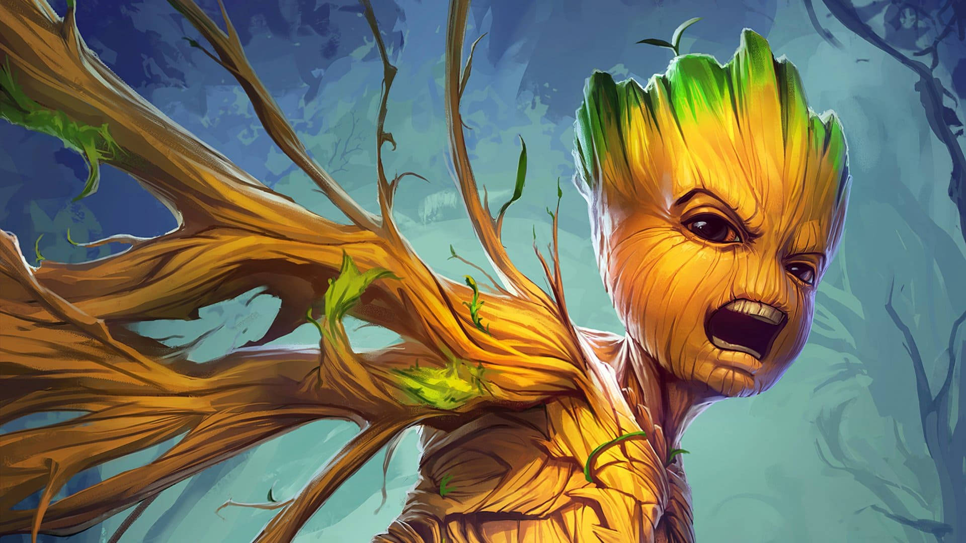 Angry Cartoon Groot Background