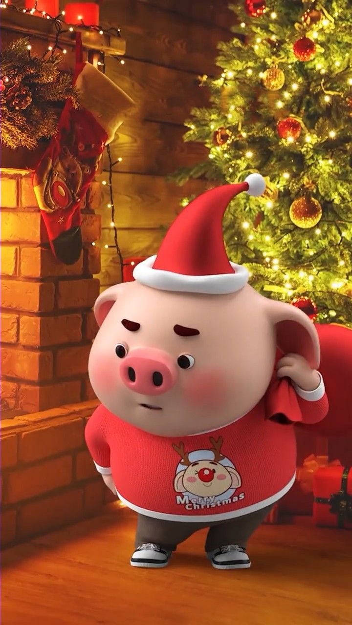 Angry Christmas Piggy Background