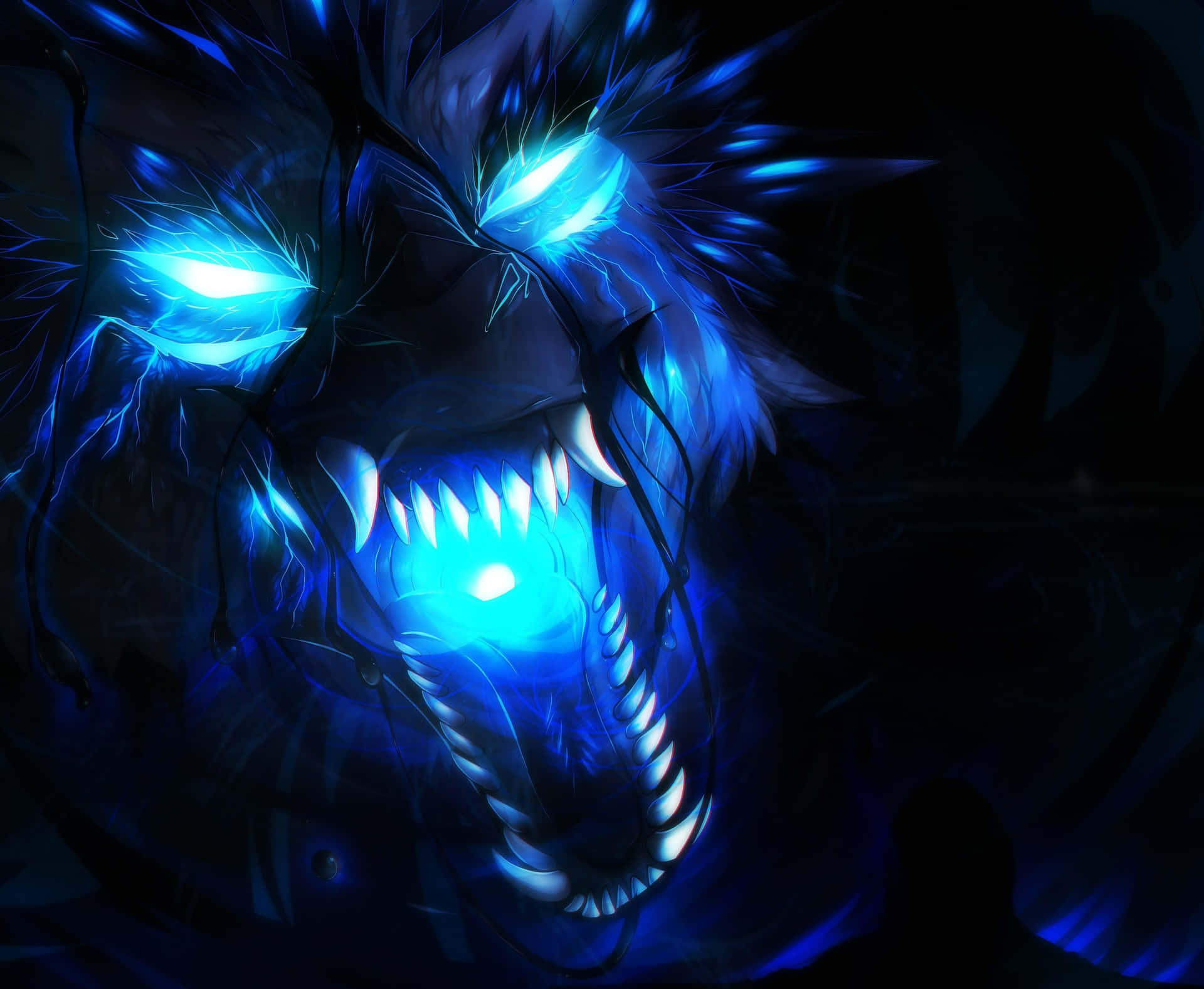 Angry Cool Blue Wolf Digital Art Background