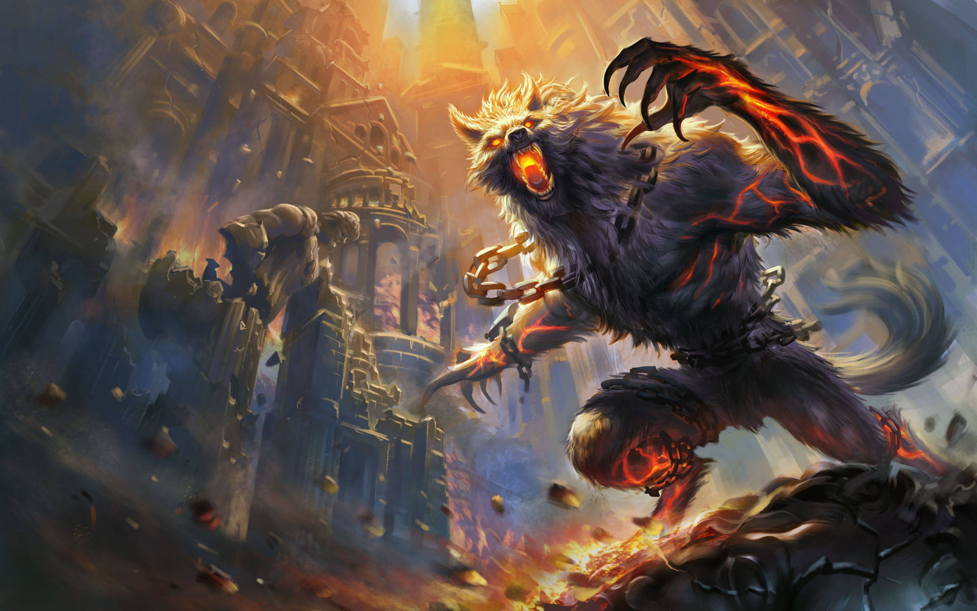 Angry Fire Werewolf Garoche Background