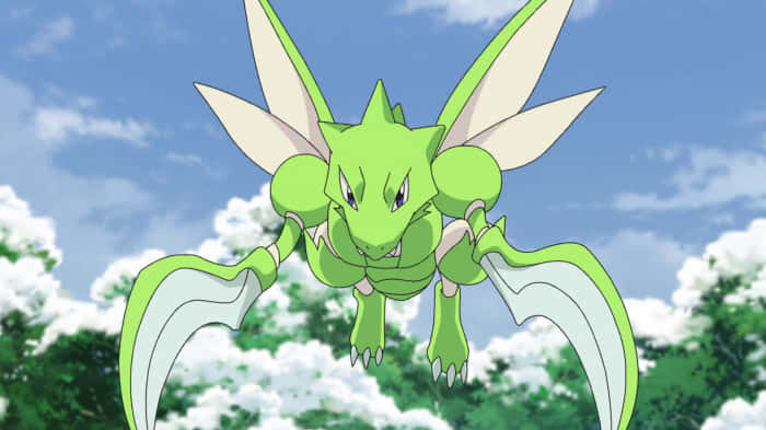 Angry Flying Scyther Snowy Trees