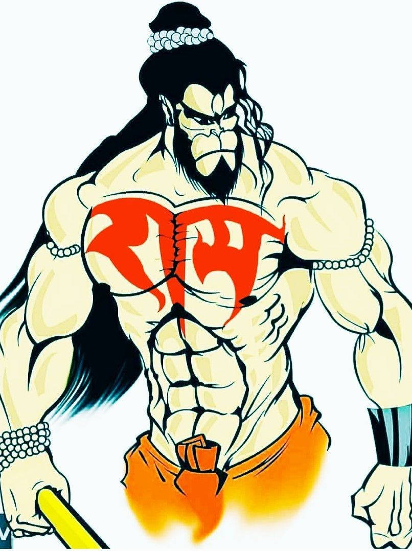 Angry Hanuman Cartoon Art Background