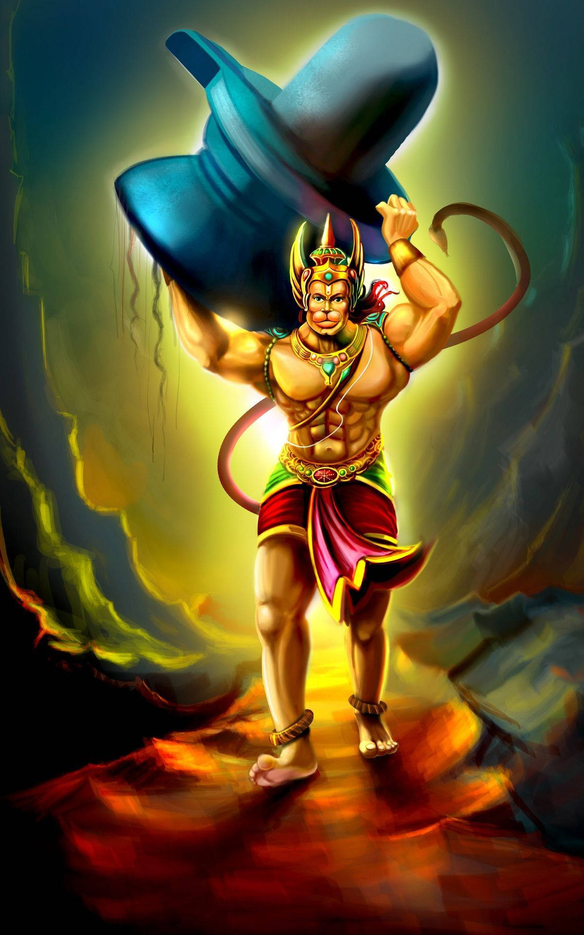 Angry Hanuman Colorful Graphic Background
