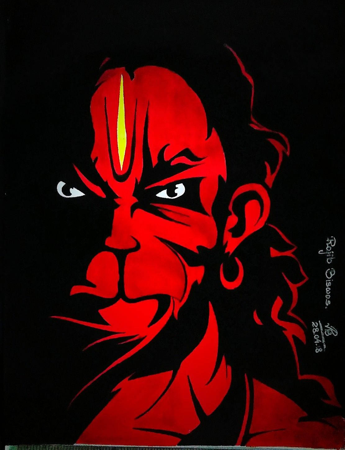 Angry Hanuman Red Face Background