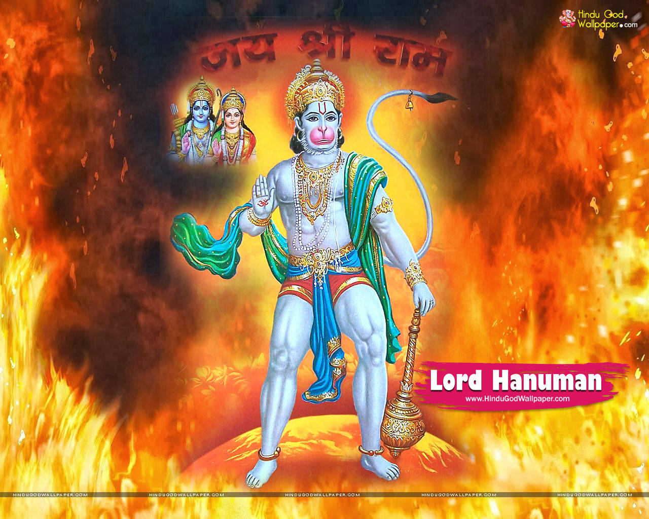 Angry Hanuman Surrounded By Fire
