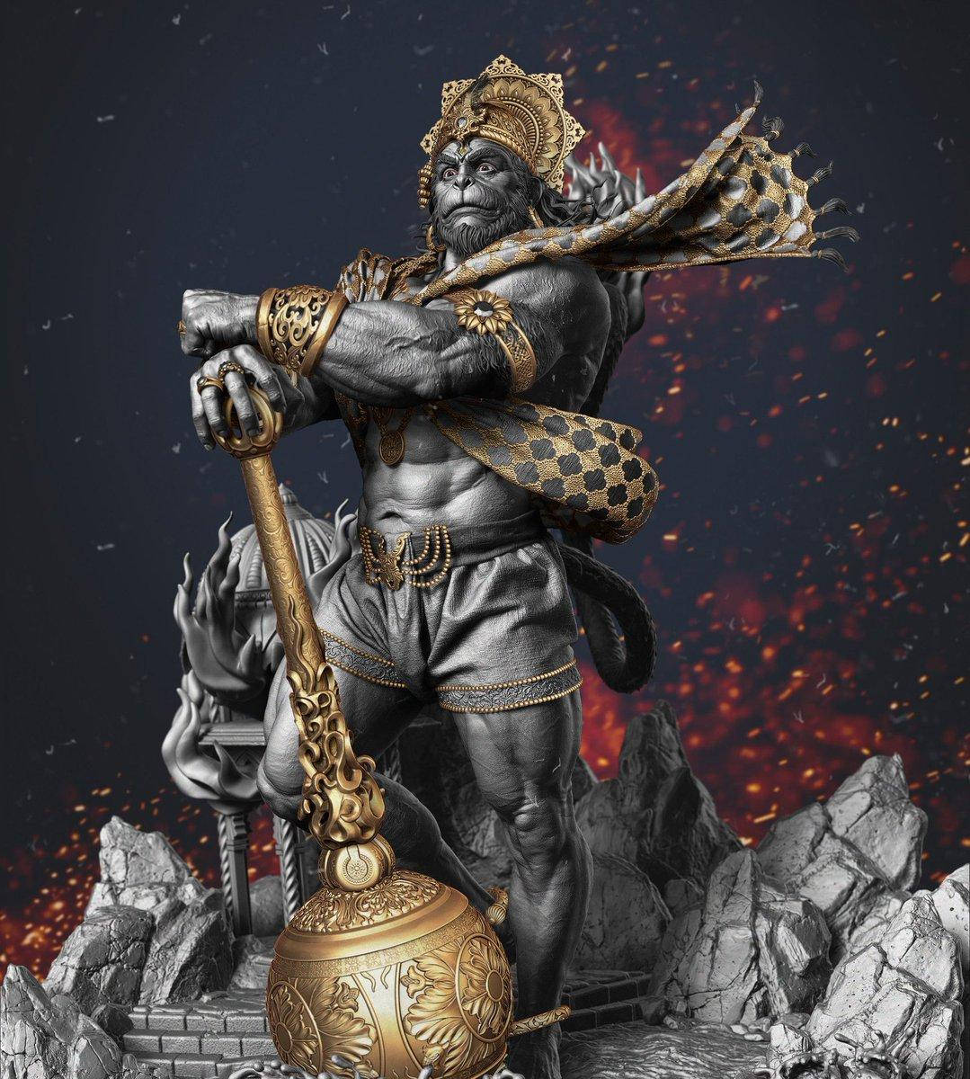 Angry Hanuman With Golden Mace