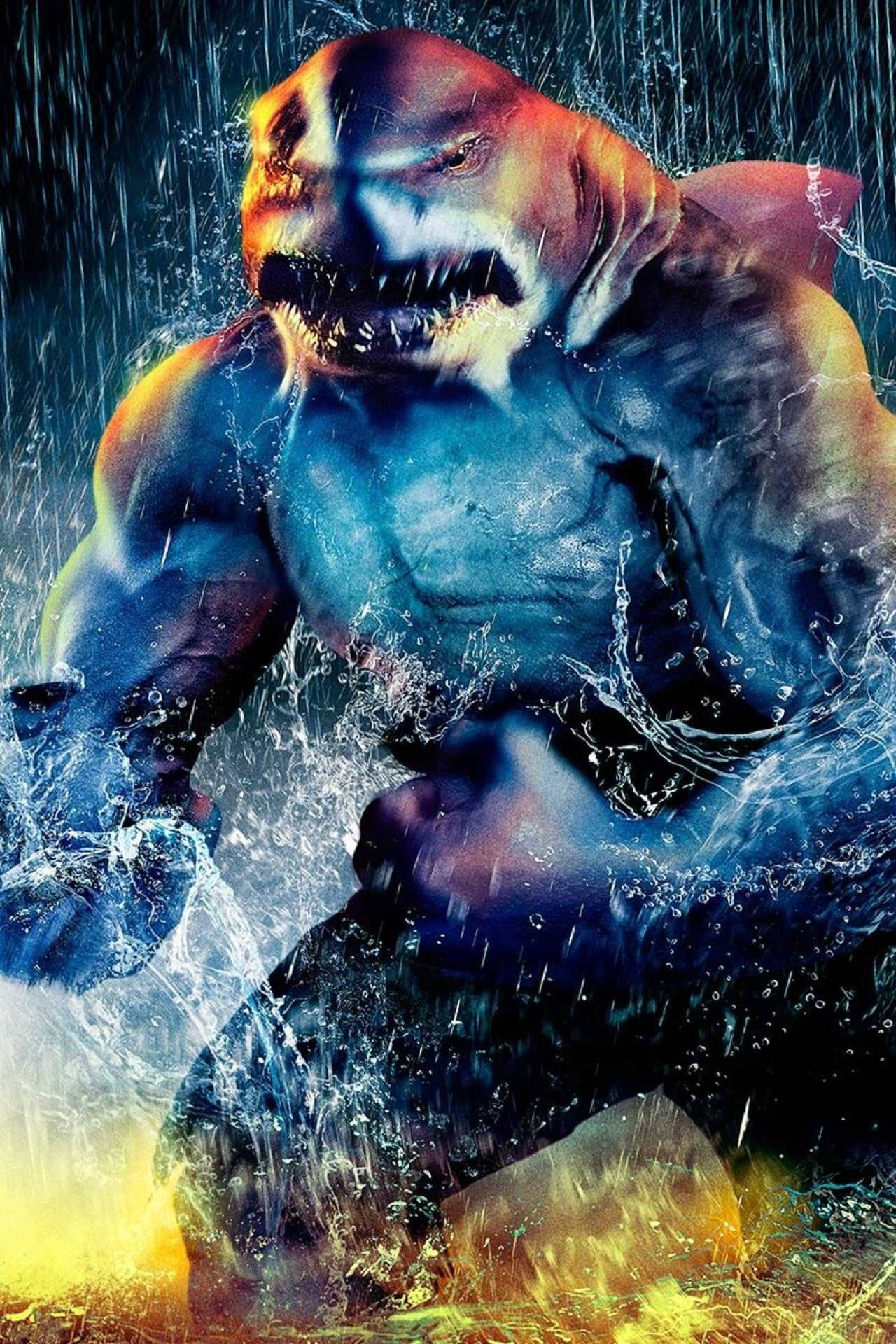 Angry King Shark In The Rain Background