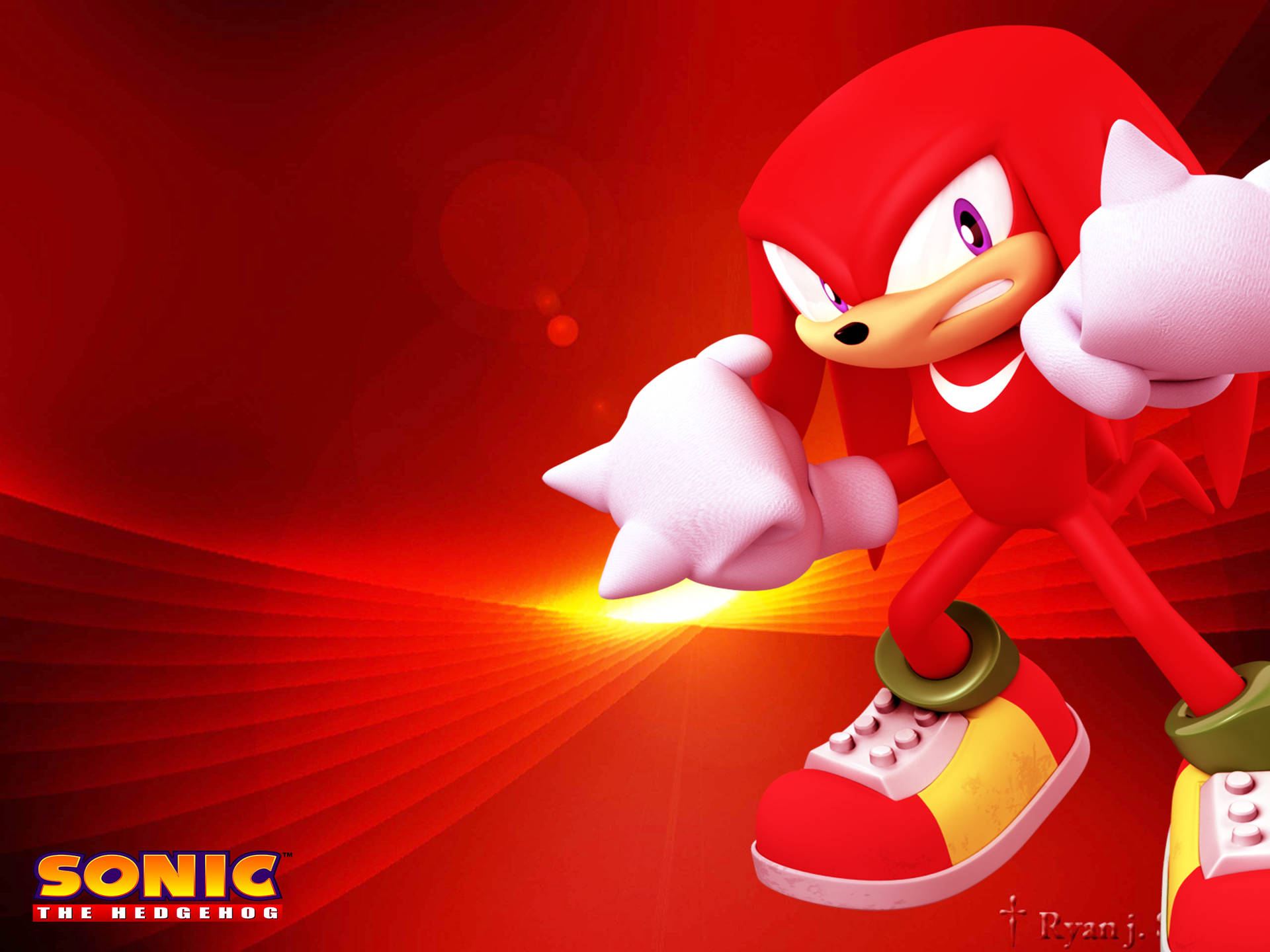 Angry Knuckles The Echidna In Intense Action Background