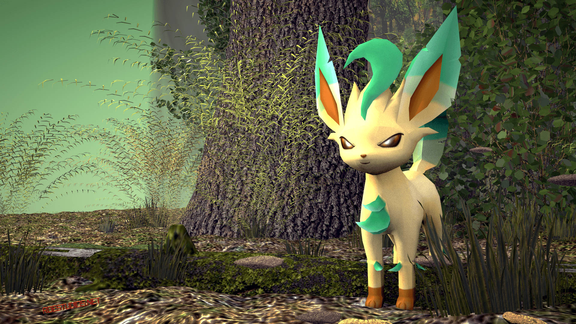 Angry Leafeon In 3d