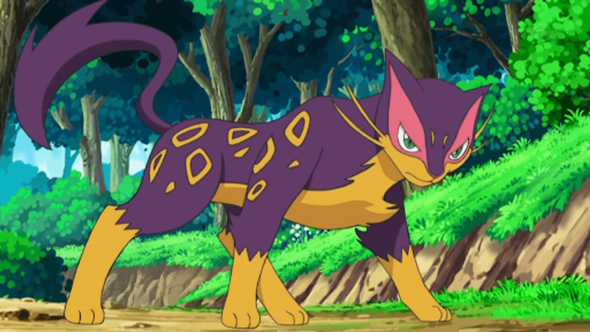 Angry Liepard In Anime Background