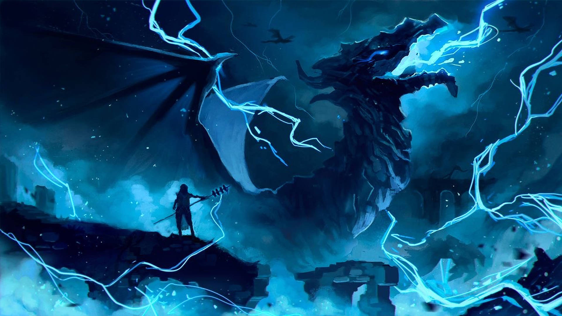 Angry Lightning Dragon Background