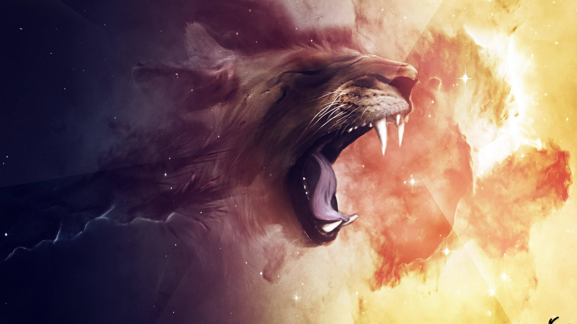Angry Lion Abstract Background