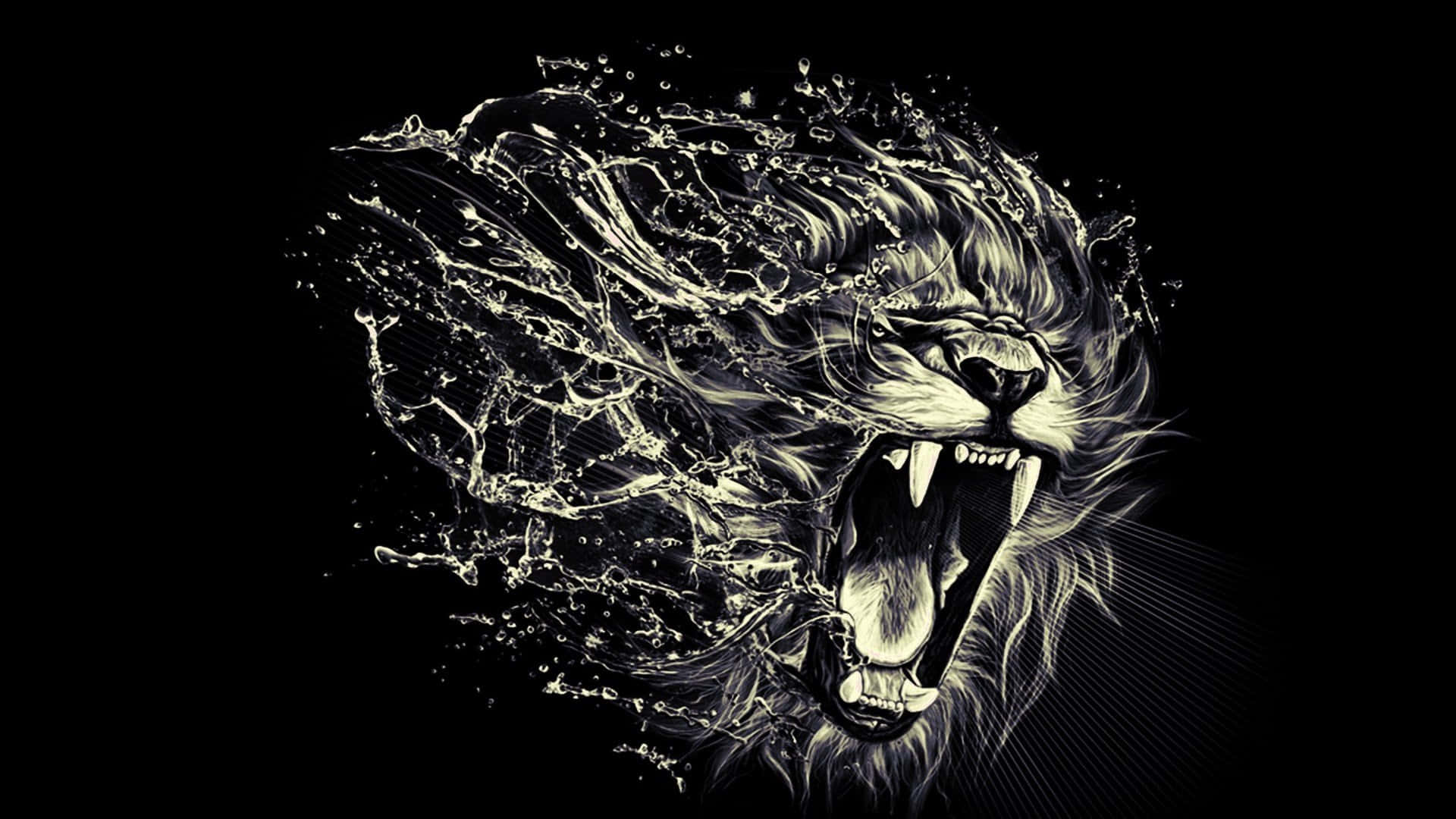 Angry Lion Face Water Art Background