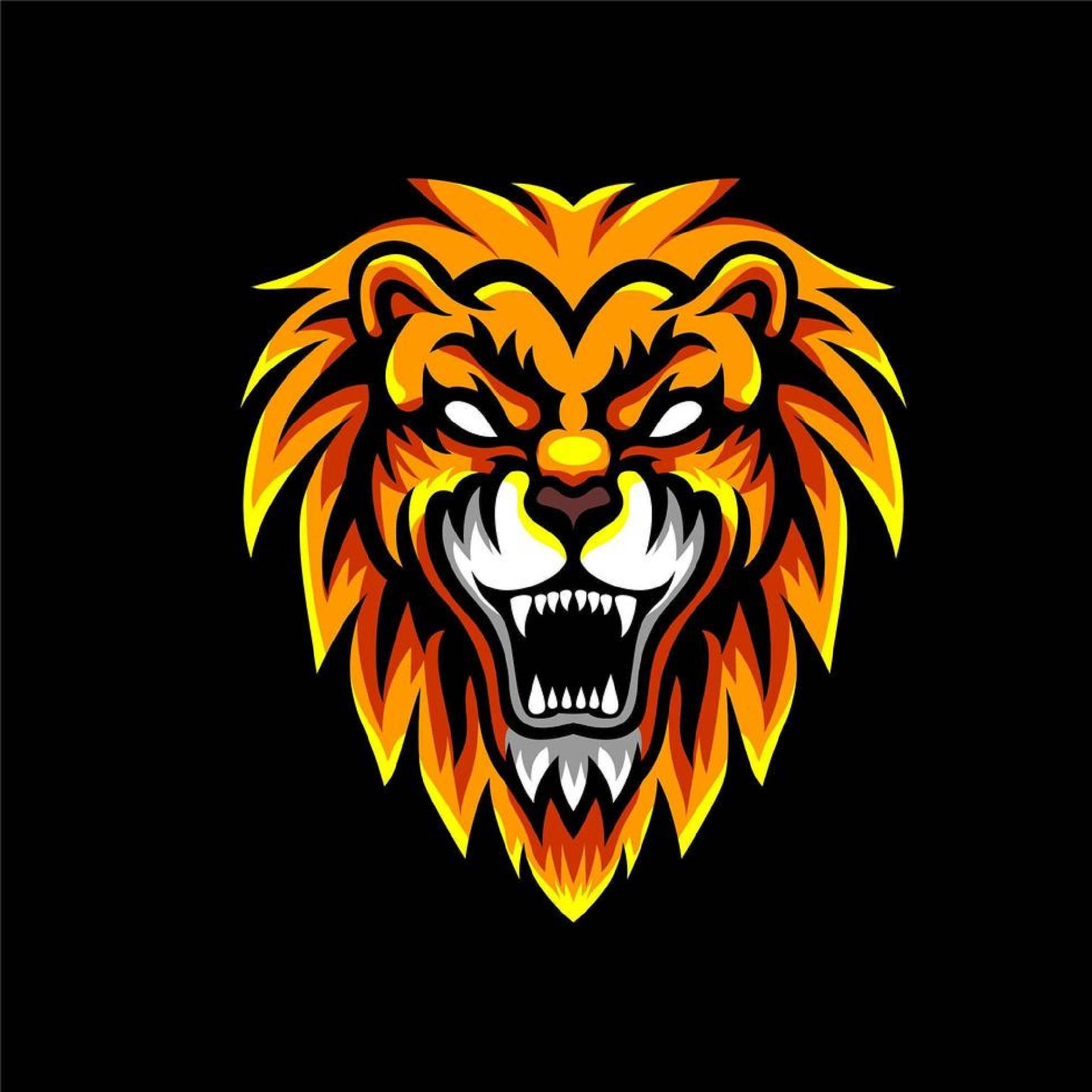 Angry Lion Head Cartoon Background