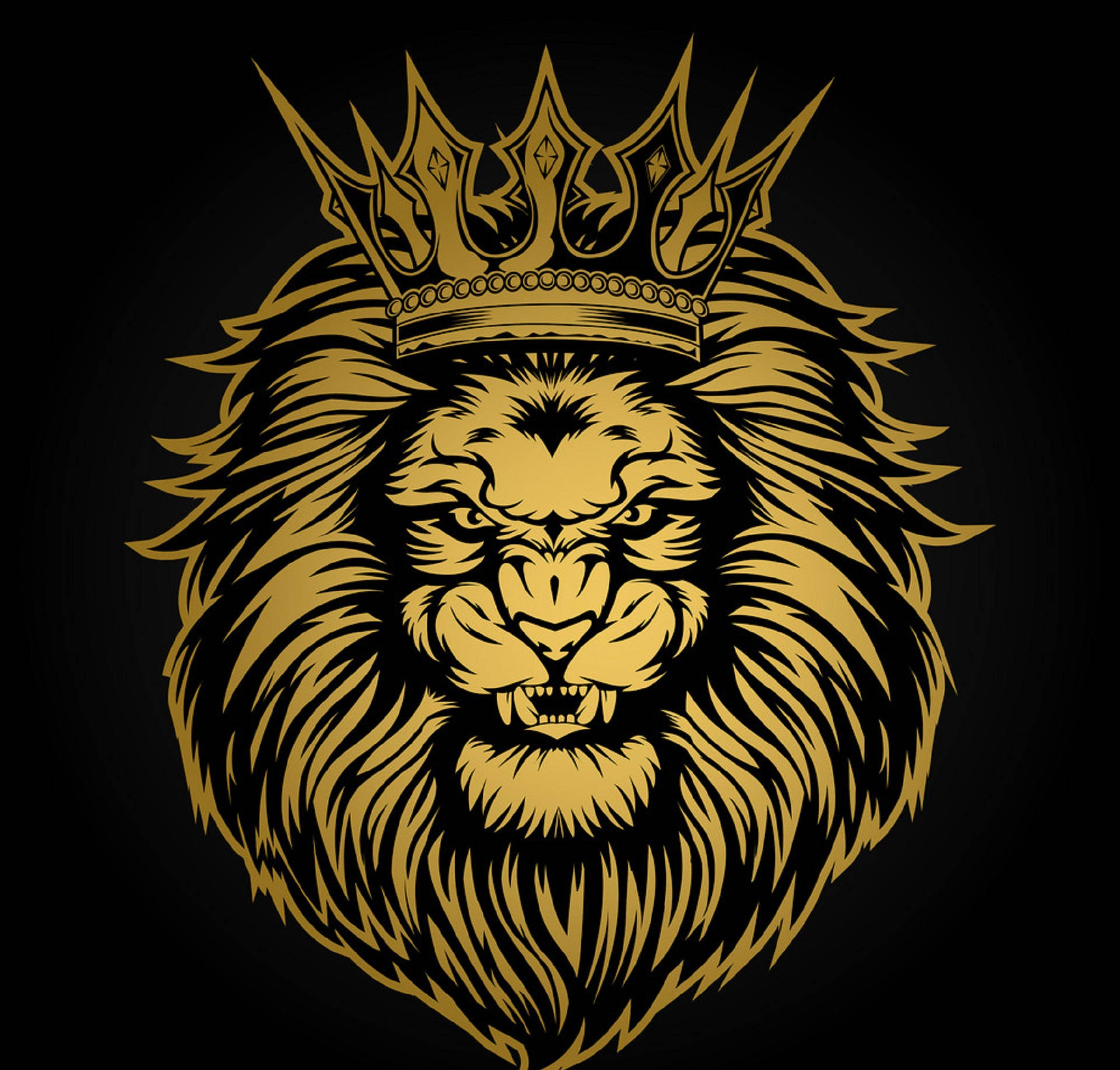 Angry Lion Head In Black Background