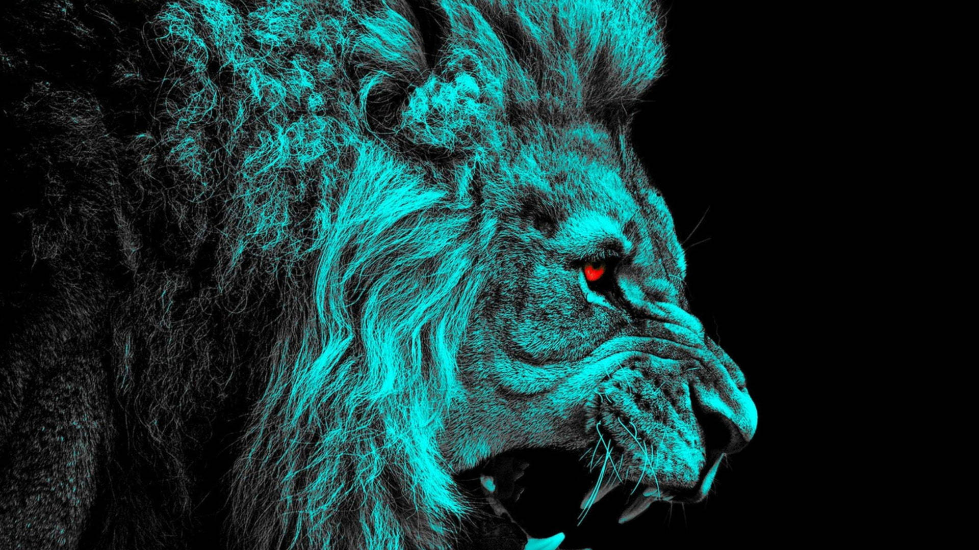Angry Lion Red Eyes Background