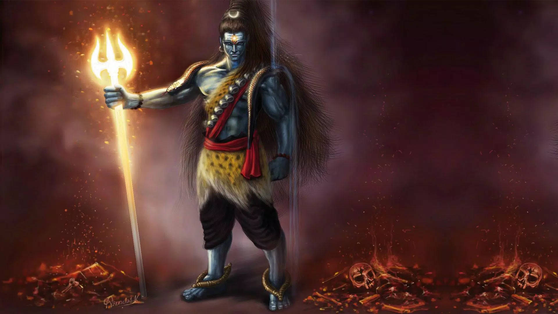 Angry Mahadev Hd With Flaming Trident Background