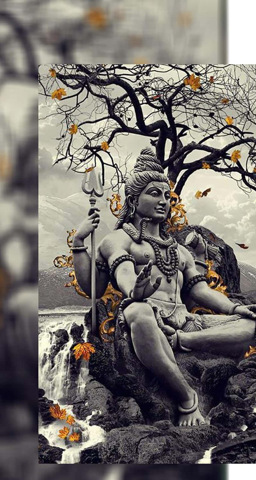 Angry Mahadev Statue Nature Backdrop H D Background