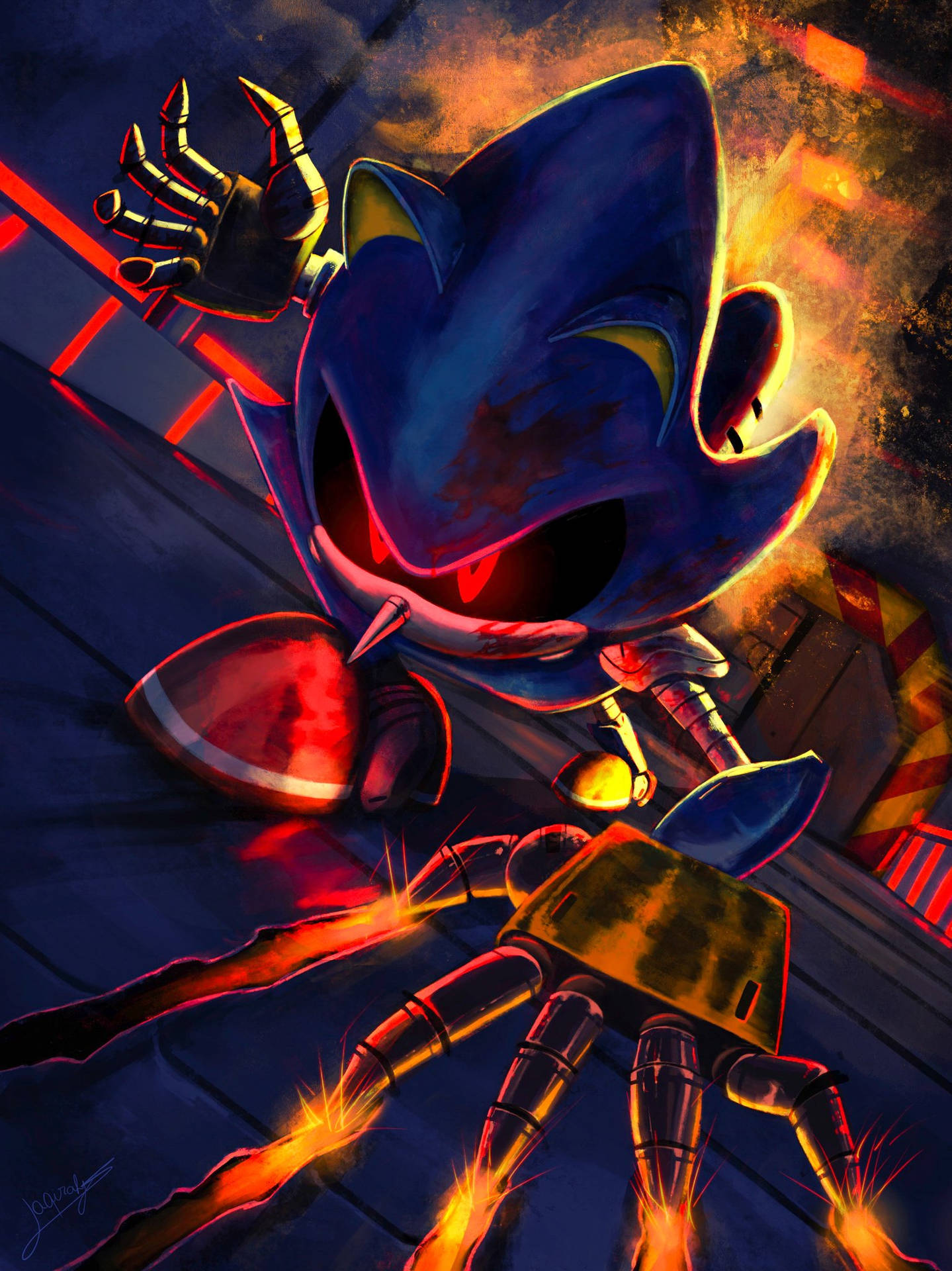 Angry Metal Sonic Art Background