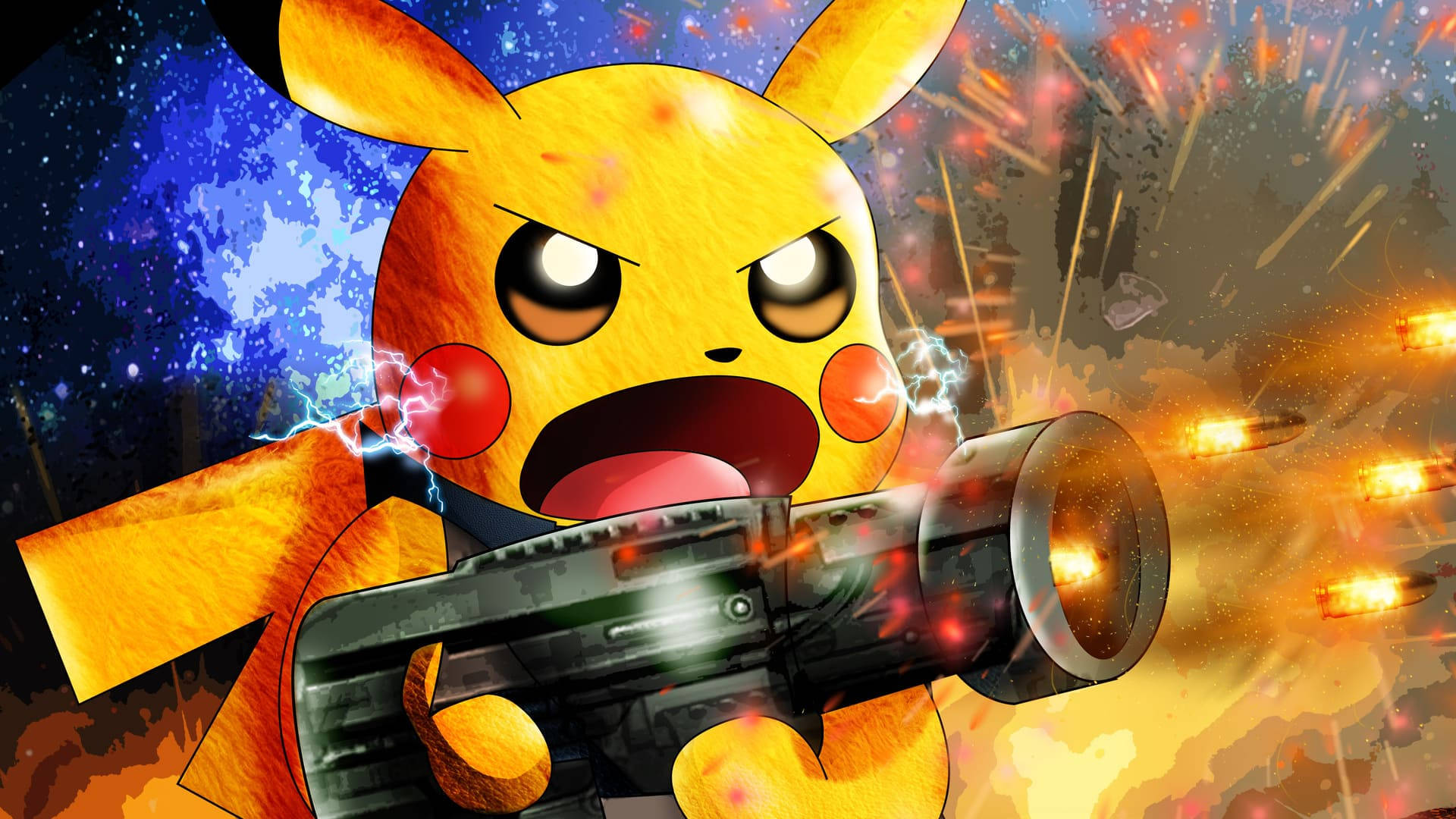 Angry Pikachu With Gun Cool Pokemon Background