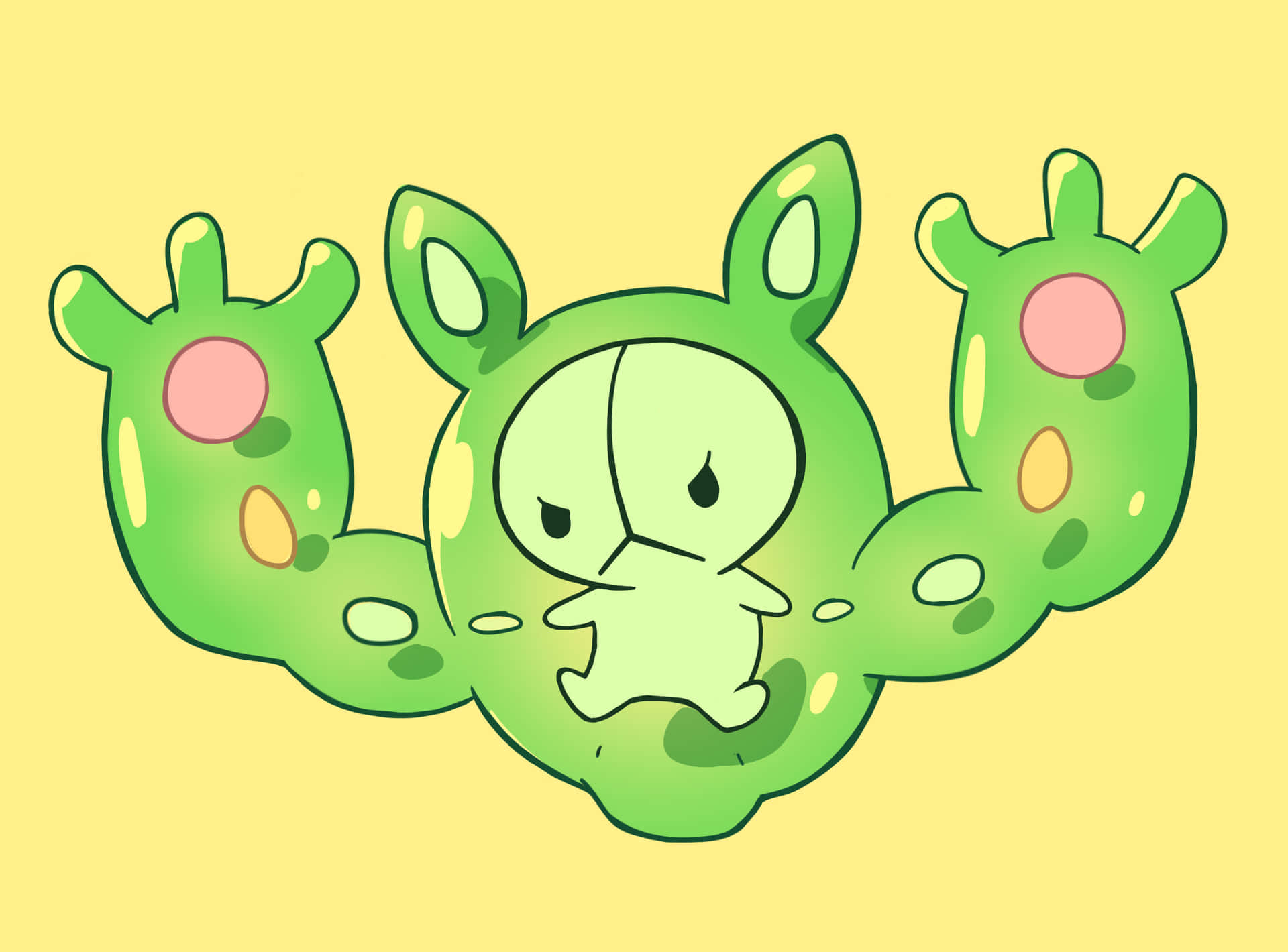 Angry Reuniclus Yellow Background Background