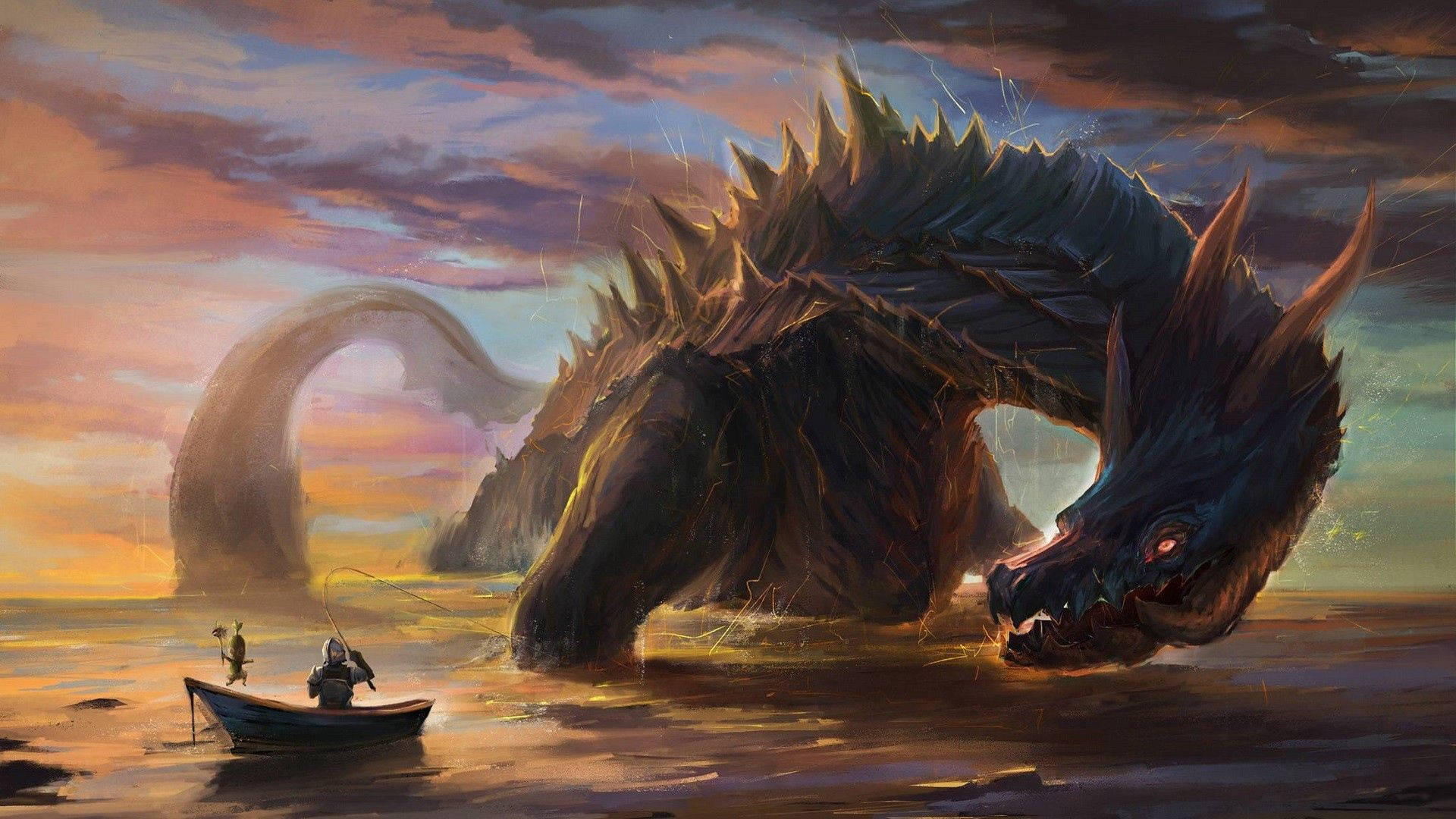 Angry Sea Dragon Background