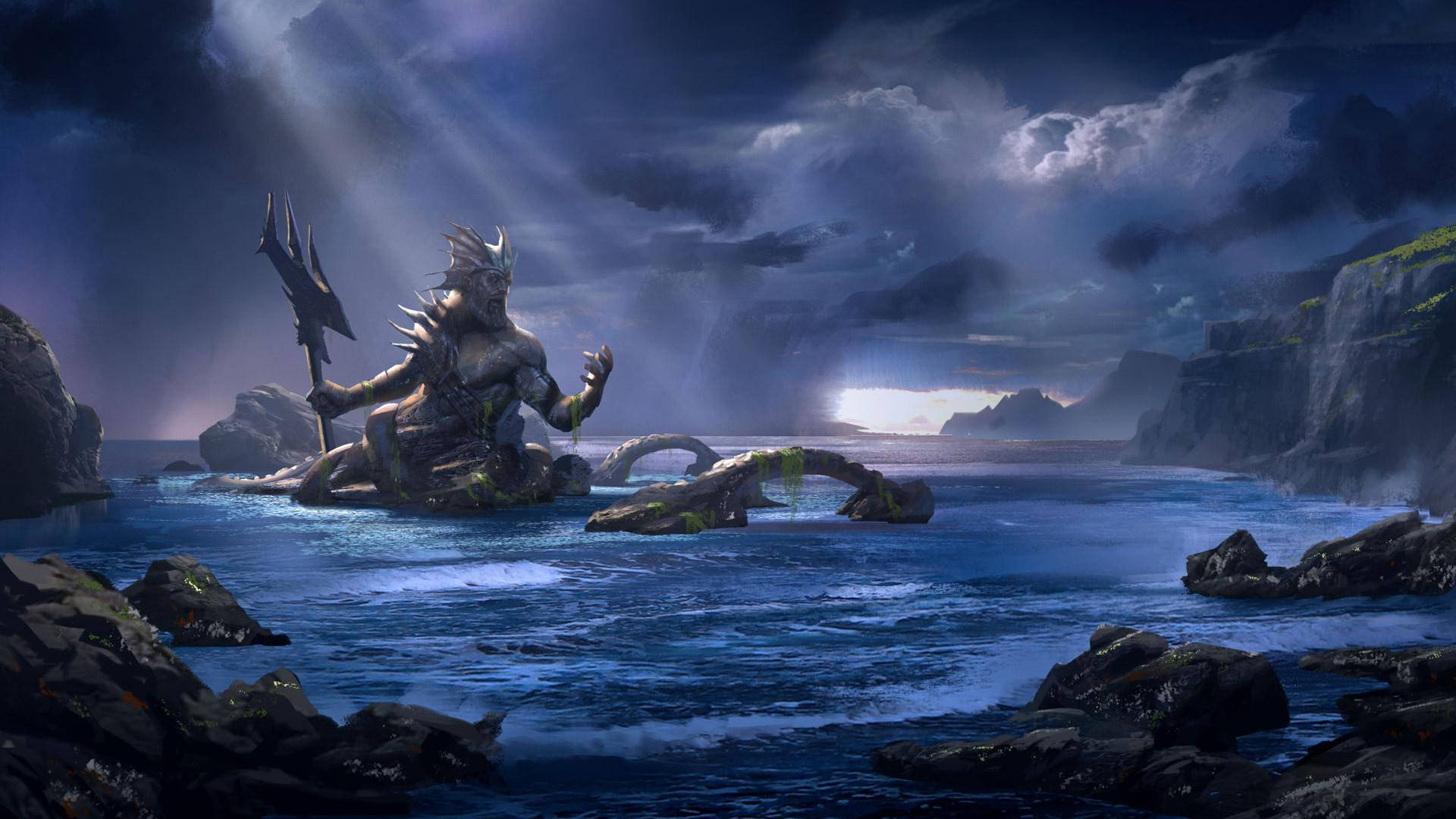 Angry Shiva Dark Ocean Background