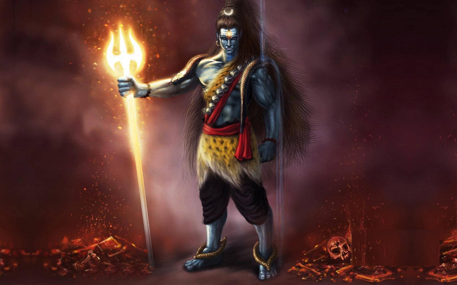 Angry Shiva Dark Red Art Background