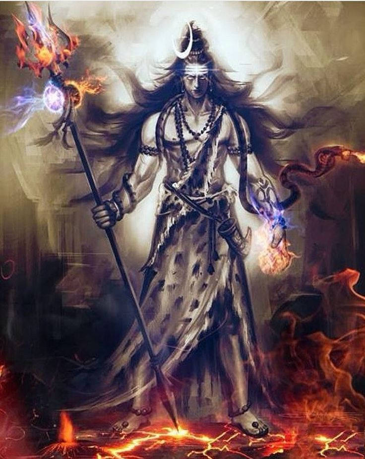 Angry Shiva Fiery Art Background