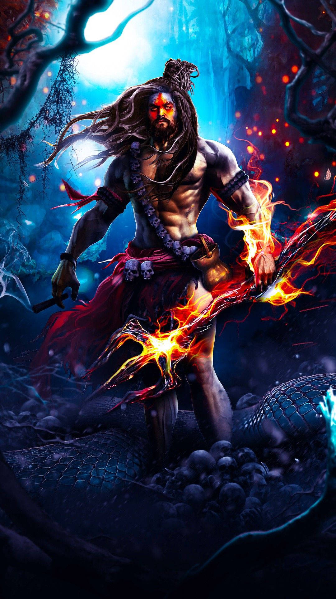 Angry Shiva Fiery Trishula Background