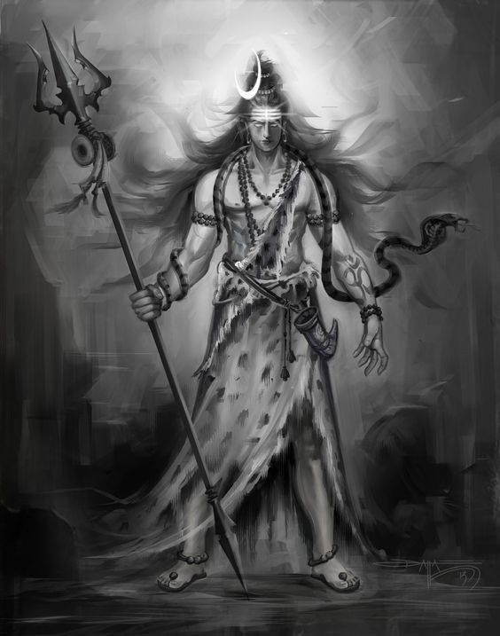 Angry Shiva Grey Art Background