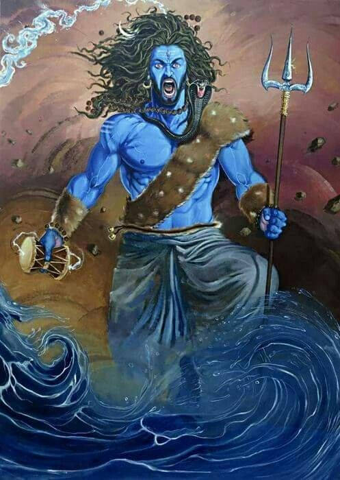 Angry Shiva Ocean Art Background
