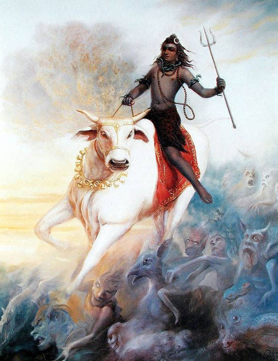 Angry Shiva White Bull Background