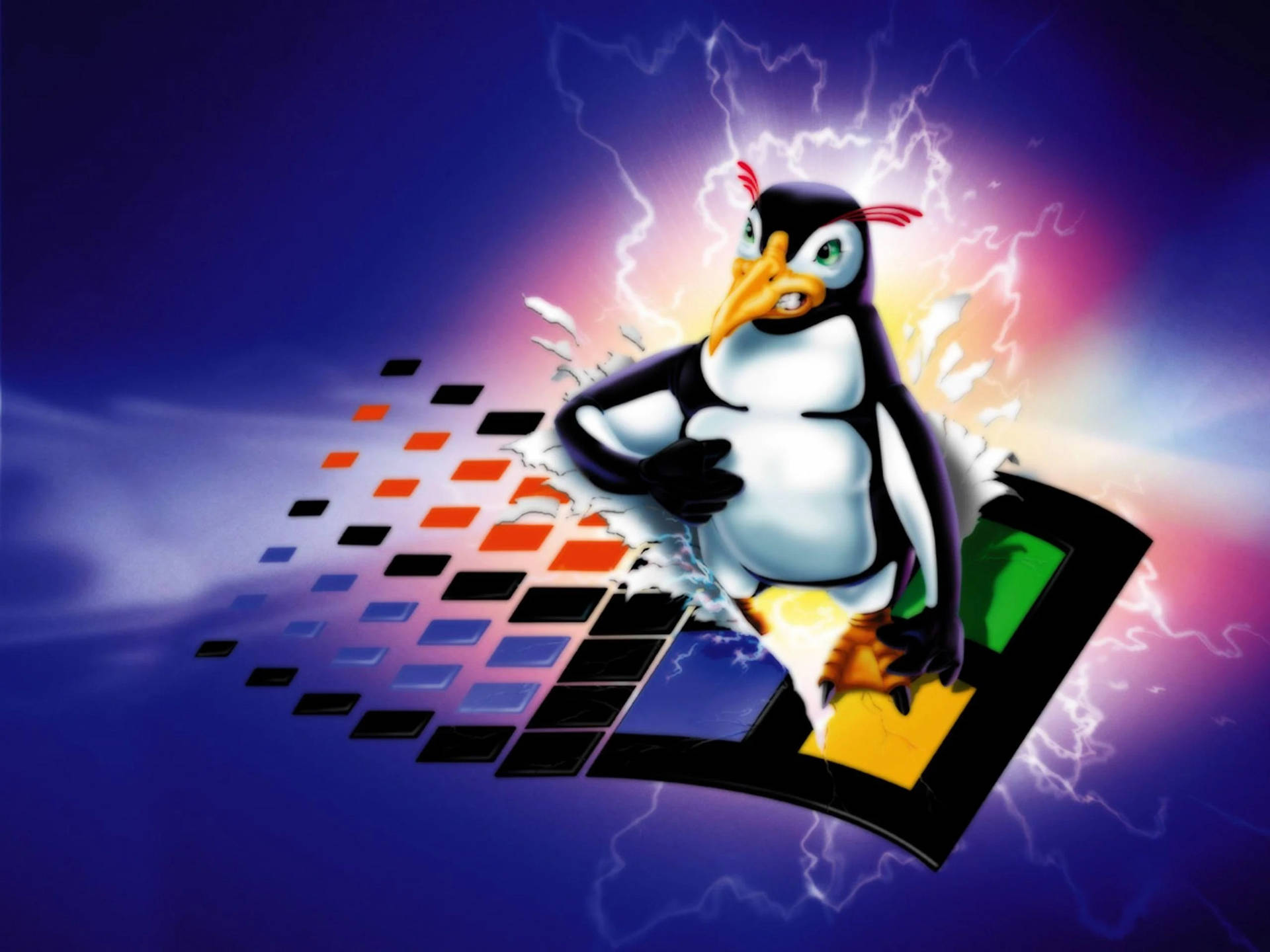 Angry Tux Linux Desktop Graphic Design