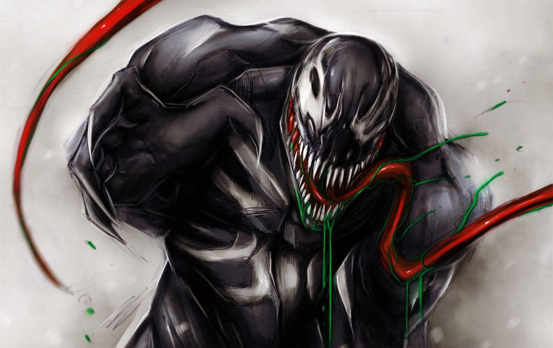 Angry Venom Showing Tongue Background