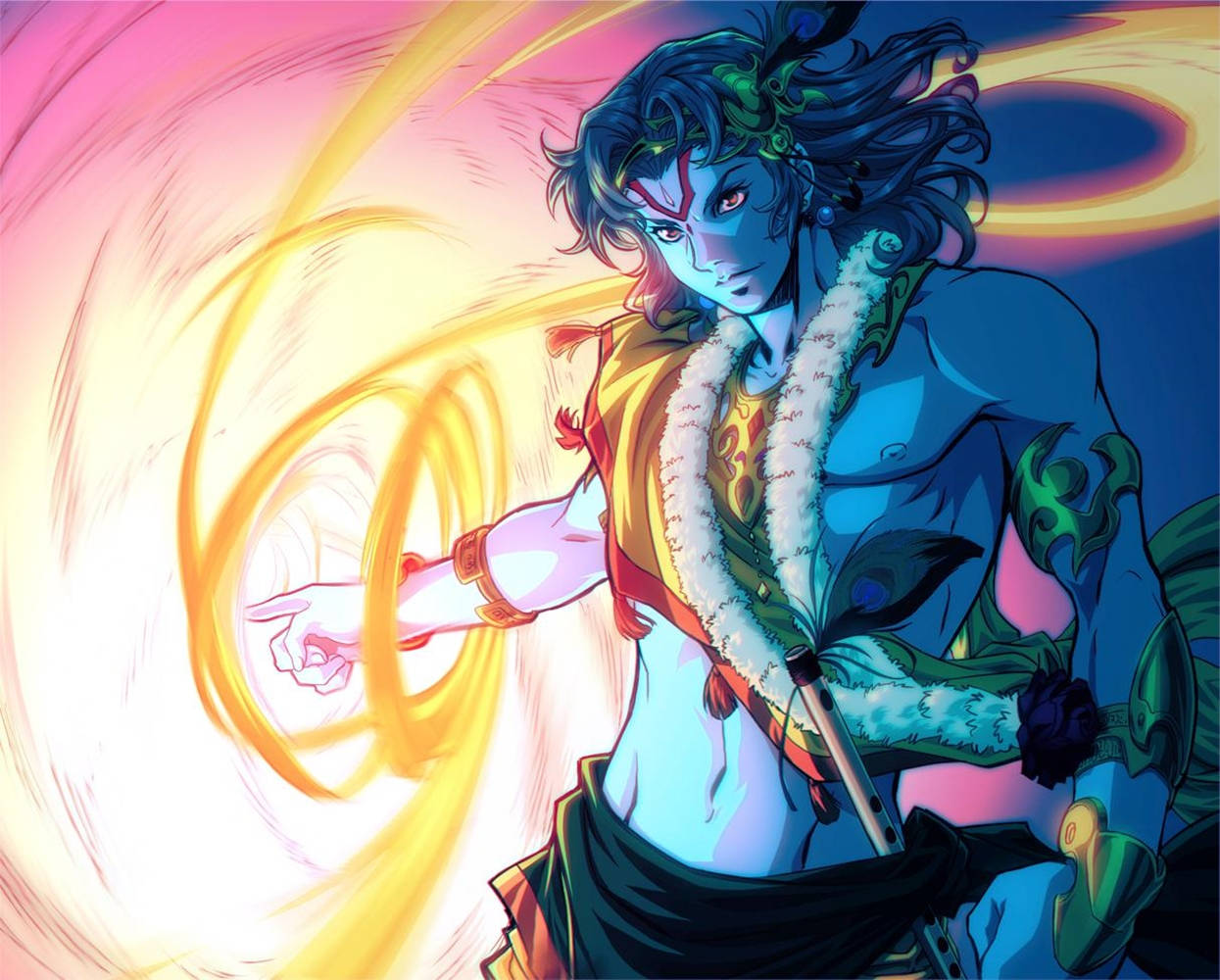 Angry Vishnu Swirling Light Power Background