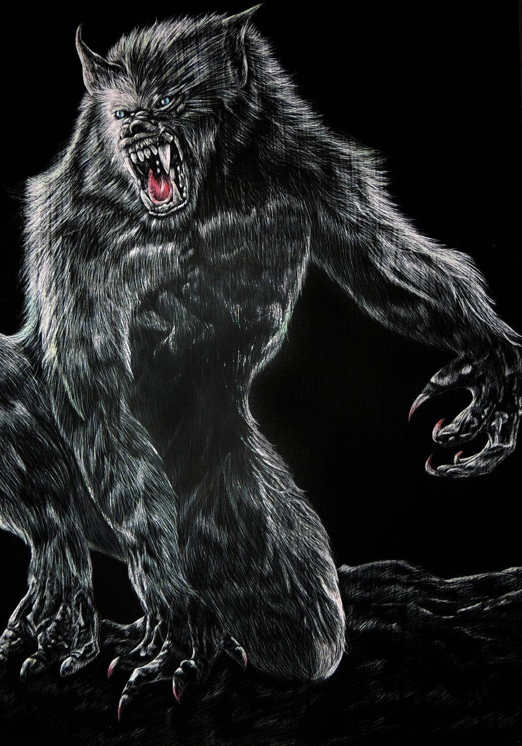 Angry Werewolf Art Drawing Background