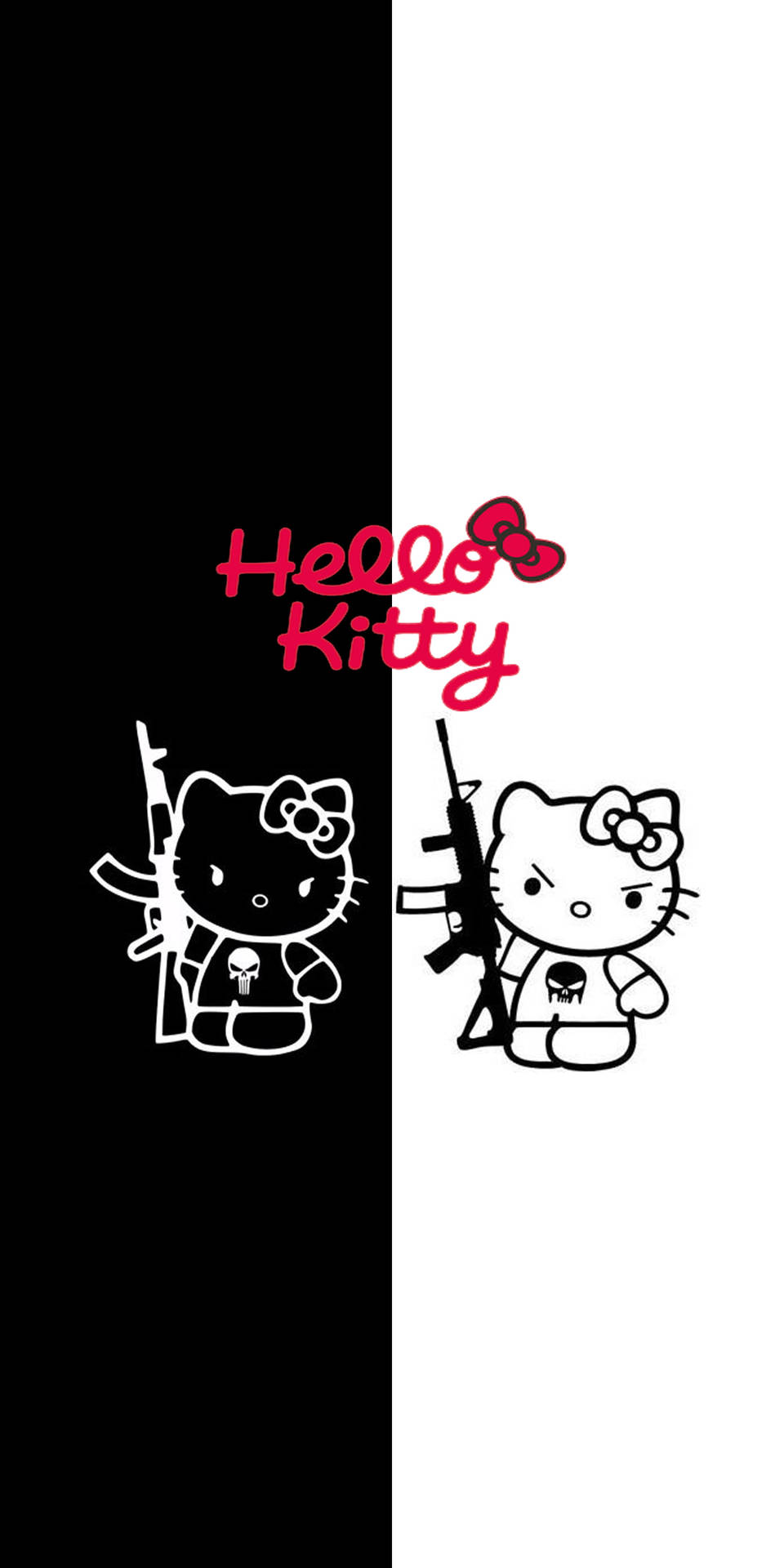 Angry White And Black Hello Kitty Background