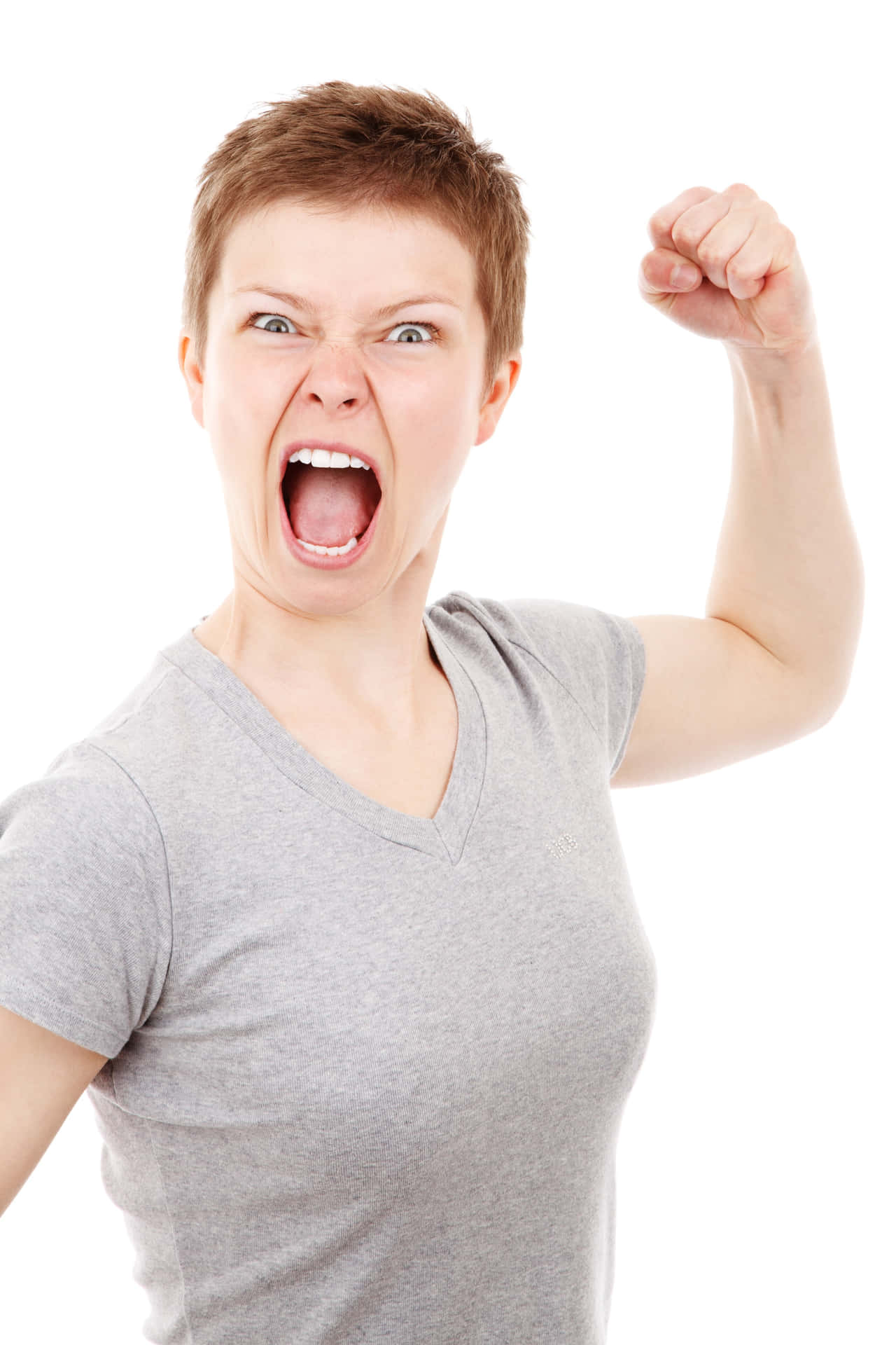 Angry Woman Raising Fist