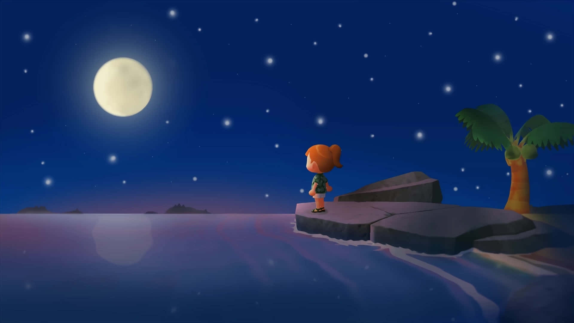 Animal Crossing New Horizons Moonlit Beach Background