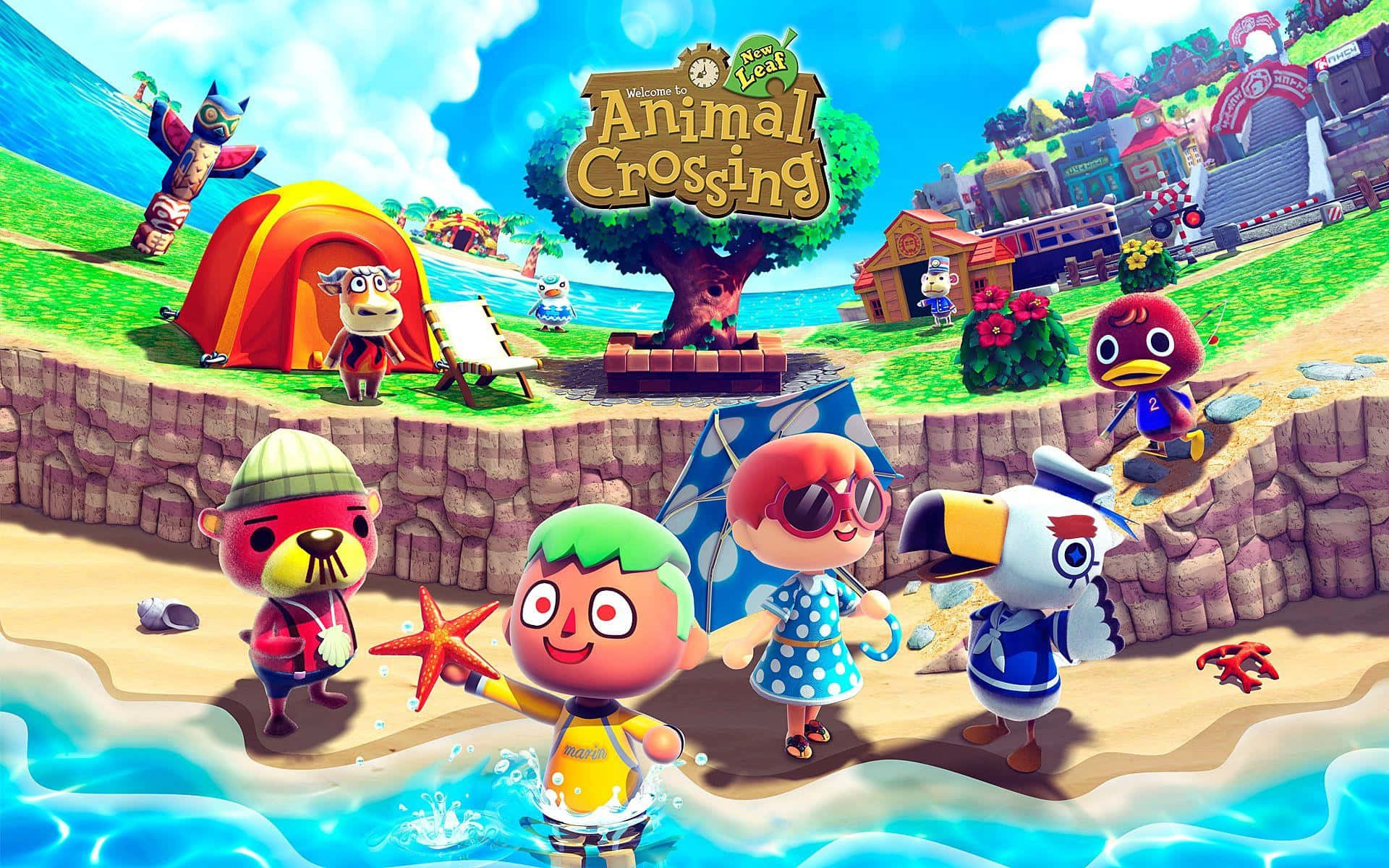 Animal Crossing New Horizons Vibrant Island Life Background