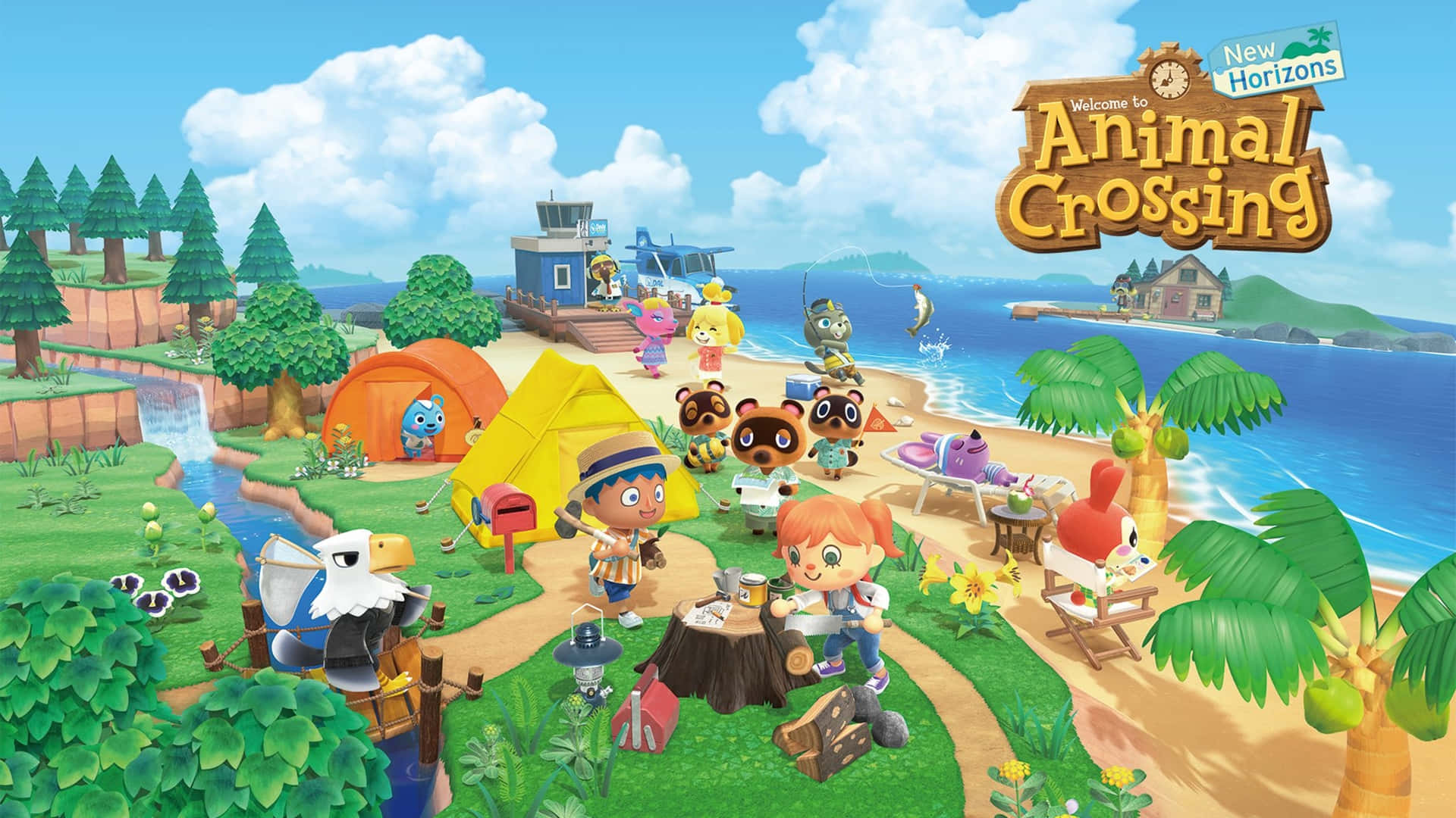 Animal Crossing New Horizons Vibrant Island Life Background
