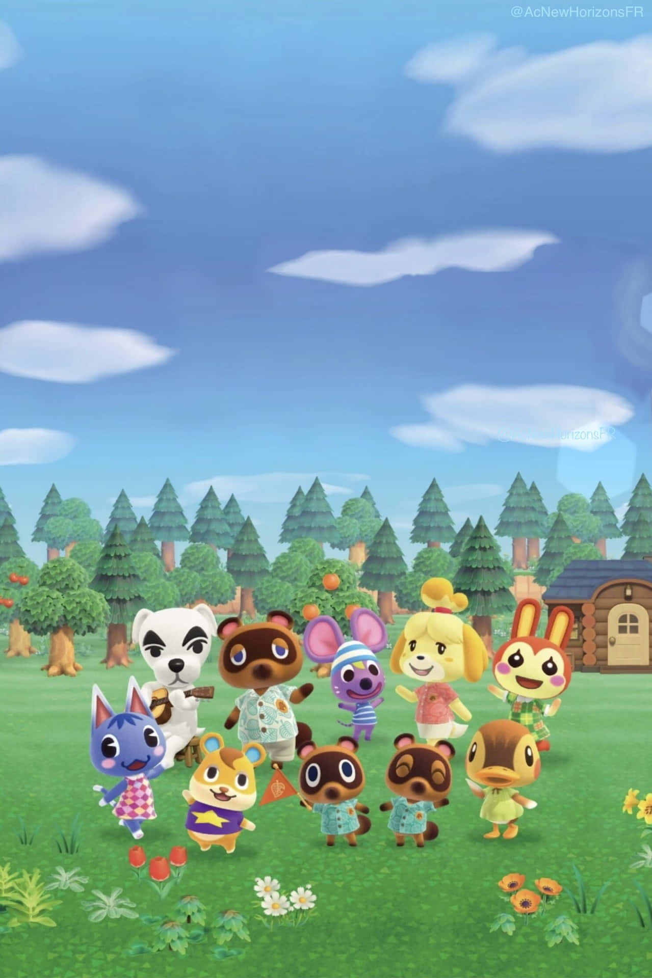 Animal Crossing New Horizons Villagers Gathering Background