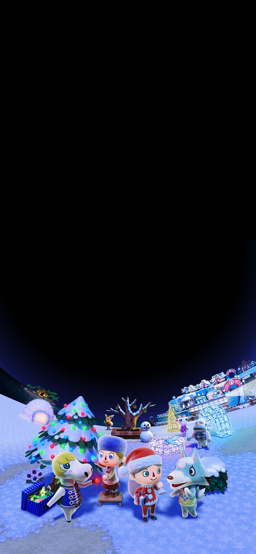 Animal Crossing Winter Black Mobile Background