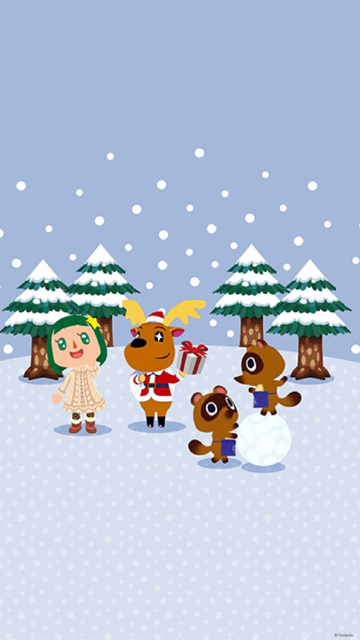 Animal Crossing Winter Blue Background